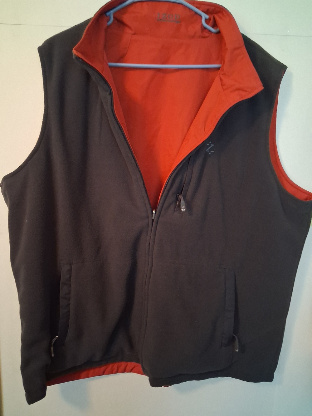 Izod Reversible Black and Orange Men's Fleece Vest